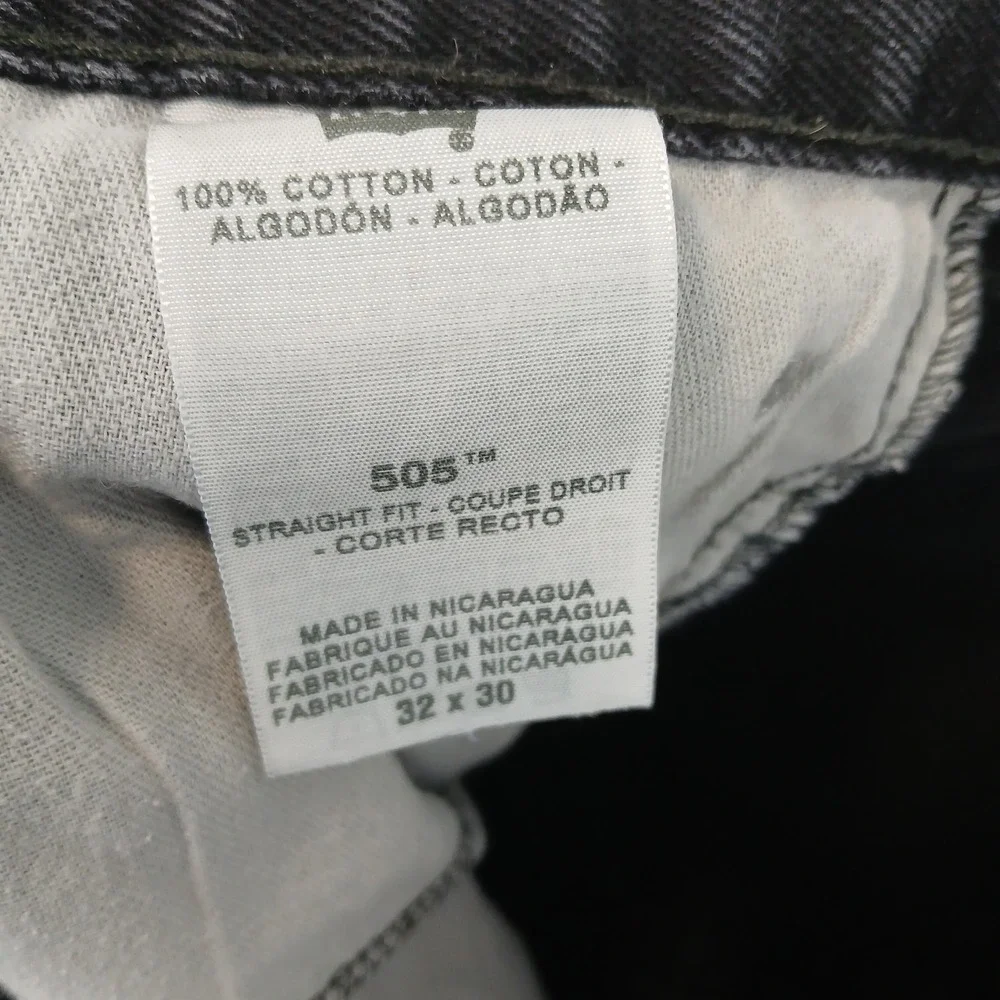 Vintage Levis 505 32x28 Mens Jeans Faded Black‎ FLAWS City Straight Grunge